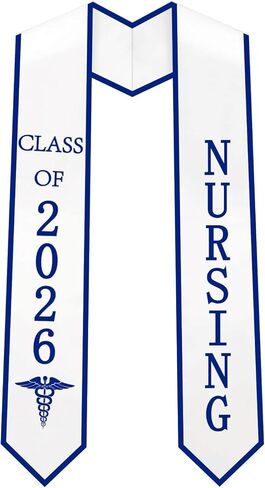 Nurse Graduation Stole Nurse Graduation Decorations Class of 2026 Nursing Graduate Sash White & Blue in Saudi Arabia
