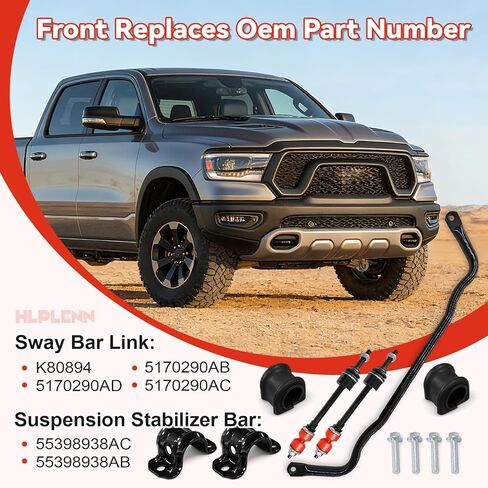 55398938AC قضيب تثبيت التعليق الأمامي مناسب لـ 2009-2010 دودج رام 1500، 2011-2018 رام 1500، 2019-2022 رام 1500 كلاسيكي 4WD، مجموعة وصلات نهاية قضيب Sway مع جلبة، استبدل K80894 55398938AB in Kuwait