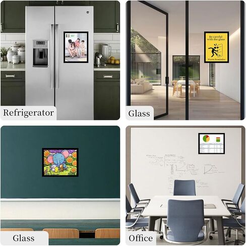 12 Pack 8.5×11" Magnetic Sign Holder Double Sided Window Self-Adhesive Frames Magnetic Picture Frame Double Sided Window Adhesive Frames Document Paper for Home Office Store (Black) in Kuwait