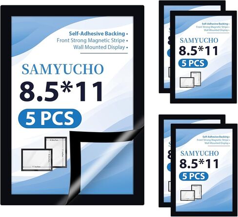 Magnetic Sign Holder 8.5 x 11, 5 PCS Self Adhesive Picture Frame, Wall Window Office Door Fridge Plastic Sheet Protector Sleeve Display for Document Paper Poster Flyer Photo Notice in Kuwait