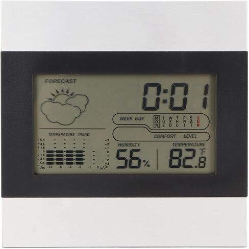 TOPINCN Digital Weather Clock, Temperature and Humidity Display, Alarm Clock for Desktop and Wall Hanging, Aluminum Shell Inside Outside Temperature Humidity Monitor in Saudi Arabia