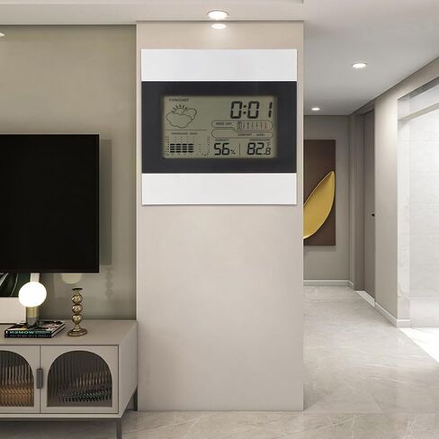 TOPINCN Digital Weather Clock, Temperature and Humidity Display, Alarm Clock for Desktop and Wall Hanging, Aluminum Shell Inside Outside Temperature Humidity Monitor in Saudi Arabia