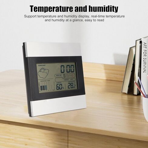 TOPINCN Digital Weather Clock, Temperature and Humidity Display, Alarm Clock for Desktop and Wall Hanging, Aluminum Shell Inside Outside Temperature Humidity Monitor in Saudi Arabia