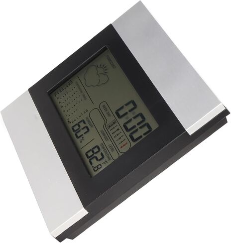 TOPINCN Digital Weather Clock, Temperature and Humidity Display, Alarm Clock for Desktop and Wall Hanging, Aluminum Shell Inside Outside Temperature Humidity Monitor in Saudi Arabia