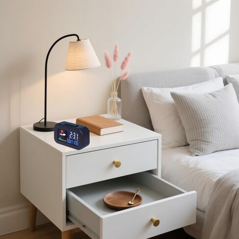 Digital Weather Clock with Color Screen Indoor Temperature Humidity Display Backlit Desk Clock for Home Dorm in Saudi Arabia