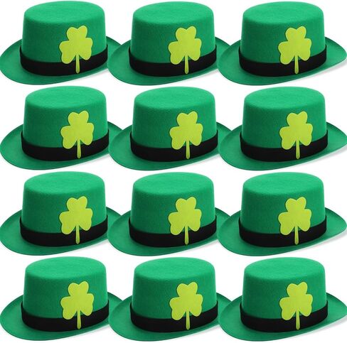 Kigeli 12 Pack St. Patrick's Day Leprechaun Top Hat Green Leprechaun Velvet Hat with Buckle for Halloween Leprechaun Costume Party Accessories St. Patrick's Day Irish Parade Decorations in Saudi Arabia