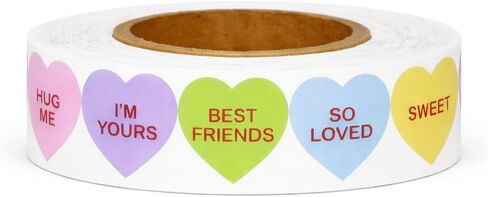 Gift Boutique 600 قطعة من ملصقات قلب عيد الحب، 1 لفة من ملصقات المحادثة على شكل قلوب ملونة ومغلفات وحقائب يدوية وديكور هدايا الحفلات المدرسية in Kuwait