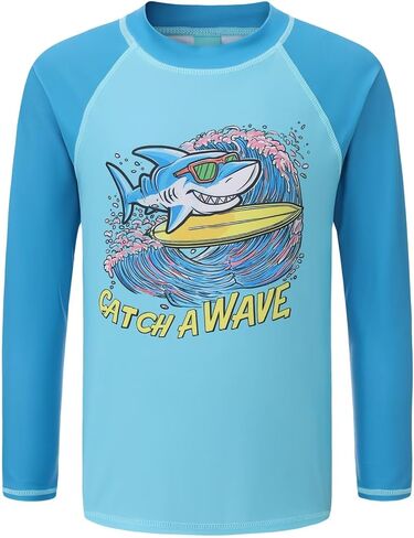 قمصان سباحة للأولاد، حماية من الطفح الجلدي بأكمام طويلة للأطفال، ملابس سباحة للحماية من الشمس، ملابس سباحة سريعة الجفاف in Kuwait