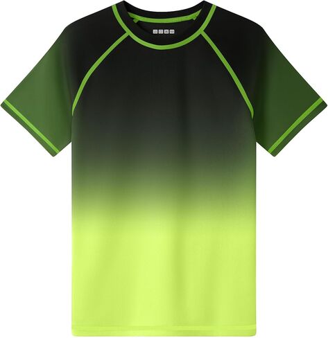 Runhit Boys Swim Shirt Gradient Rash Guard Short Sleeve UPF 50+ Sun Protection Water UV Shirt Kids SPF Quick Dry Rashguard in Saudi Arabia
