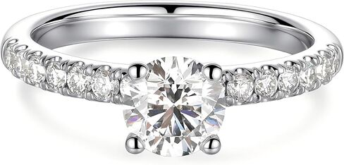AURALUME Lab Grown Diamond خاتم الخطوبة 1 قيراط الحجر الرئيسي 2 مم 0.56 قيراط جانب الحجر D اللون VVS الوضوح 4 الشق سوليتير S925 الفضة الاسترليني وعد الذكرى السنوية خواتم الزفاف للنساء in Saudi Arabia