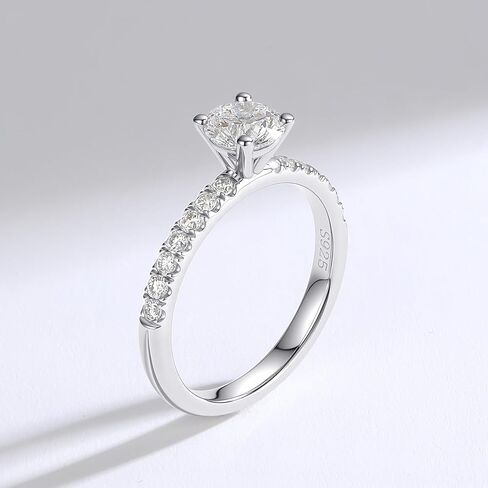AURALUME Lab Grown Diamond خاتم الخطوبة 1 قيراط الحجر الرئيسي 2 مم 0.56 قيراط جانب الحجر D اللون VVS الوضوح 4 الشق سوليتير S925 الفضة الاسترليني وعد الذكرى السنوية خواتم الزفاف للنساء in Saudi Arabia