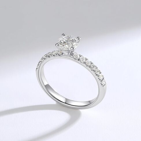 AURALUME Lab Grown Diamond خاتم الخطوبة 1 قيراط الحجر الرئيسي 2 مم 0.56 قيراط جانب الحجر D اللون VVS الوضوح 4 الشق سوليتير S925 الفضة الاسترليني وعد الذكرى السنوية خواتم الزفاف للنساء in Saudi Arabia