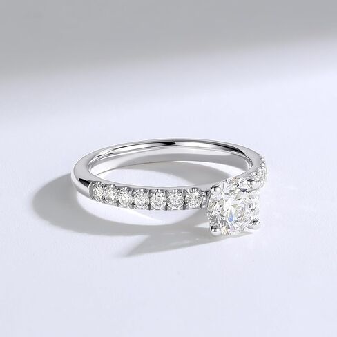 AURALUME Lab Grown Diamond خاتم الخطوبة 1 قيراط الحجر الرئيسي 2 مم 0.56 قيراط جانب الحجر D اللون VVS الوضوح 4 الشق سوليتير S925 الفضة الاسترليني وعد الذكرى السنوية خواتم الزفاف للنساء in Saudi Arabia