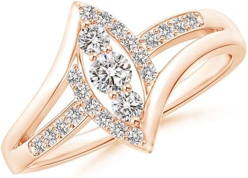 Angara Natural Diamond Three Stone Ring for Women in 14K Solid Gold/Platinum | Birthday, Engagement, Anniversary, Wedding Jewelry Gift for Women in Saudi Arabia