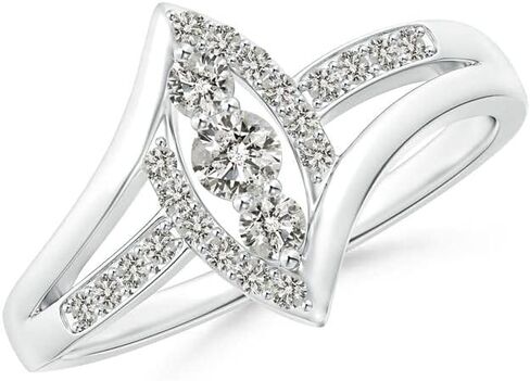 Angara Natural Diamond Three Stone Ring for Women in 14K Solid Gold/Platinum | Birthday, Engagement, Anniversary, Wedding Jewelry Gift for Women in Saudi Arabia