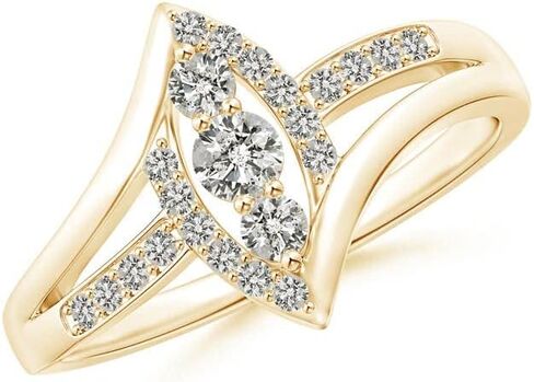 Angara Natural Diamond Three Stone Ring for Women in 14K Solid Gold/Platinum | Birthday, Engagement, Anniversary, Wedding Jewelry Gift for Women in Saudi Arabia