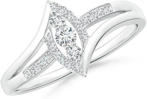 Angara Natural Diamond Three Stone Ring for Women in 14K Solid Gold/Platinum | Birthday, Engagement, Anniversary, Wedding Jewelry Gift for Women in Saudi Arabia