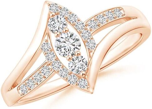 Angara Natural Diamond Three Stone Ring for Women in 14K Solid Gold/Platinum | Birthday, Engagement, Anniversary, Wedding Jewelry Gift for Women in Saudi Arabia