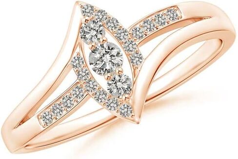 Angara Natural Diamond Three Stone Ring for Women in 14K Solid Gold/Platinum | Birthday, Engagement, Anniversary, Wedding Jewelry Gift for Women in Saudi Arabia