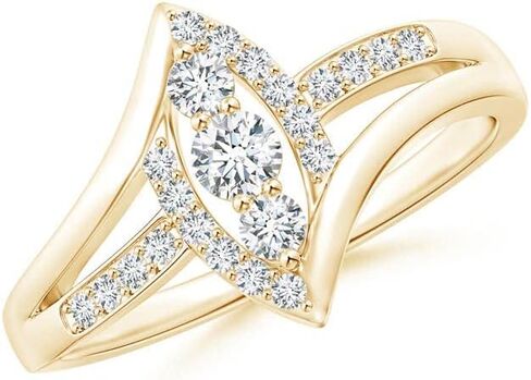 Angara Natural Diamond Three Stone Ring for Women in 14K Solid Gold/Platinum | Birthday, Engagement, Anniversary, Wedding Jewelry Gift for Women in Saudi Arabia