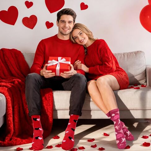 12 زوجًا من جوارب عيد الحب للنساء من MGparty، جوارب لطيفة على شكل قلب، جوارب ملونة هدية للعطلات لحفلة عيد الحب in Saudi Arabia