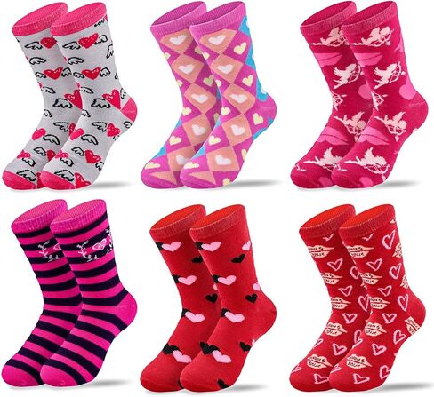 MGparty 6 Pairs Valentine’s Day Socks for Women, Cute Love Heart Crew Socks, Colorful Holiday Gift Socks for Valentine’s Day Party in Saudi Arabia