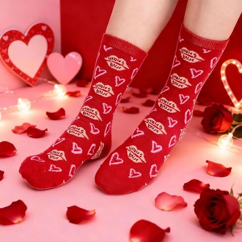 MGparty 6 Pairs Valentine’s Day Socks for Women, Cute Love Heart Crew Socks, Colorful Holiday Gift Socks for Valentine’s Day Party in Saudi Arabia