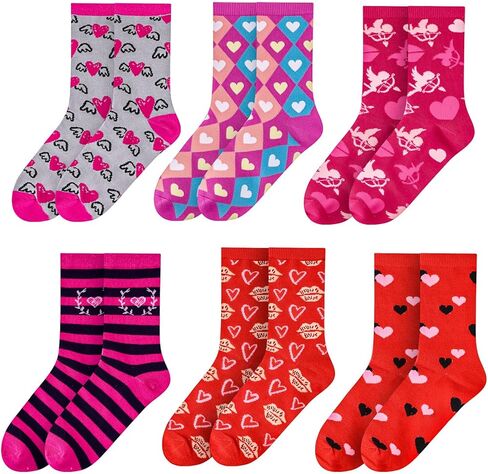 MGparty 6 Pairs Valentine’s Day Socks for Women, Cute Love Heart Crew Socks, Colorful Holiday Gift Socks for Valentine’s Day Party in Saudi Arabia