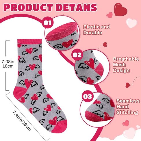 MGparty 6 Pairs Valentine’s Day Socks for Women, Cute Love Heart Crew Socks, Colorful Holiday Gift Socks for Valentine’s Day Party in Saudi Arabia