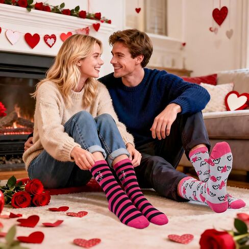 MGparty 6 Pairs Valentine’s Day Socks for Women, Cute Love Heart Crew Socks, Colorful Holiday Gift Socks for Valentine’s Day Party in Saudi Arabia