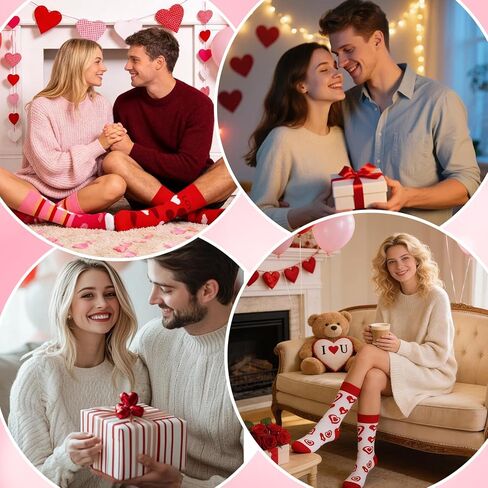 24 زوجًا من جوارب عيد الحب كب كيك هدية للنساء، جوارب منقوشة على شكل قلب كبيرة مع شريط أغلفة بطاقات المعايدة، هدايا عيد الحب للأم والأصدقاء وزملاء العمل in Kuwait