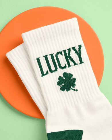 xo, Fetti St Patrick's Day Socks | Lucky Green Embroidered Shamrock, St Pattys Day, Outfit, Accessory in Saudi Arabia