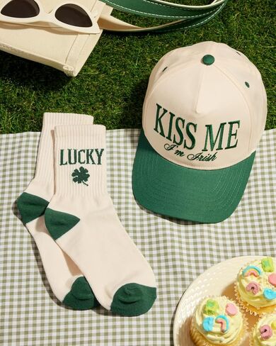 xo, Fetti St Patrick's Day Socks | Lucky Green Embroidered Shamrock, St Pattys Day, Outfit, Accessory in Saudi Arabia