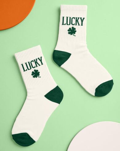 xo, Fetti St Patrick's Day Socks | Lucky Green Embroidered Shamrock, St Pattys Day, Outfit, Accessory in Saudi Arabia