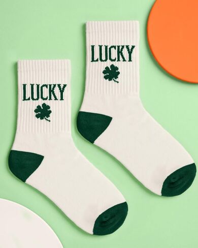 xo, Fetti St Patrick's Day Socks | Lucky Green Embroidered Shamrock, St Pattys Day, Outfit, Accessory in Saudi Arabia