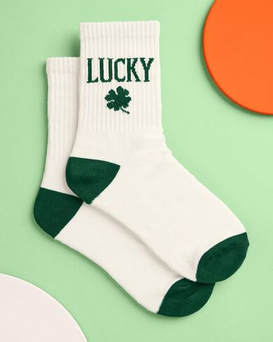 xo, Fetti St Patrick's Day Socks | Lucky Green Embroidered Shamrock, St Pattys Day, Outfit, Accessory in Saudi Arabia