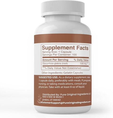 Pure Original Ingredients Licorice Root Extract (100 Capsules) Always Pure, No Additives Or Fillers, Lab Verified in Kuwait