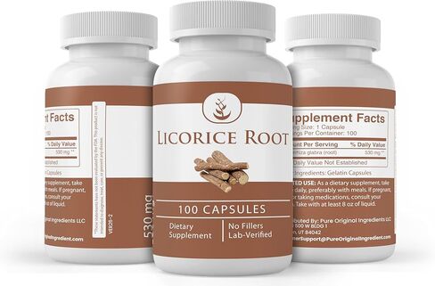 Pure Original Ingredients Licorice Root Extract (100 Capsules) Always Pure, No Additives Or Fillers, Lab Verified in Kuwait