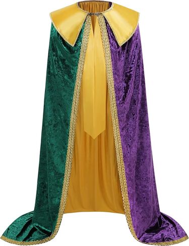 رداء HAPNBCELE King للأطفال البالغين من القرون الوسطى للهالوين زي تنكري على شكل تاج إكسسوار in Kuwait