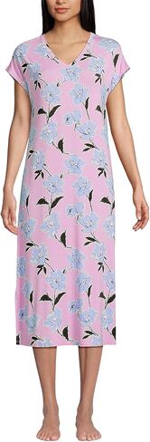 Lands' End Women's Short Sleeve Cooling Midi Nightgown in Saudi Arabia