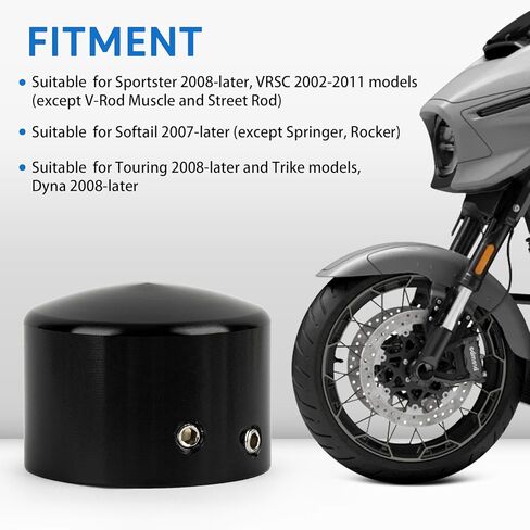 أغطية المحور الأمامي، أغطية صواميل المحور الأمامي للدراجة النارية PSLER من أجل Softail Sportster Road King Electra Street Glide، أسود in Kuwait