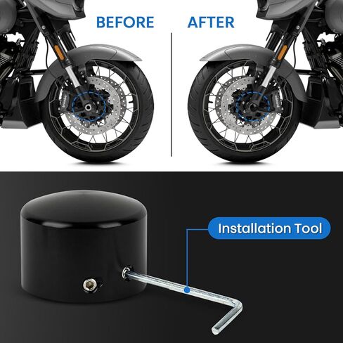 أغطية المحور الأمامي، أغطية صواميل المحور الأمامي للدراجة النارية PSLER من أجل Softail Sportster Road King Electra Street Glide، أسود in Kuwait