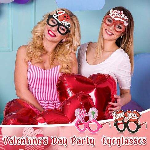 amylove 24 زوجًا من نظارات عيد الحب على شكل قلب نظارات شمسية دعائم كشك الصور مع تصميمات تاج الفلامنغو لجالنتين عيد الحب وحفلات الزفاف وحفلات الزفاف المفضلة in Saudi Arabia