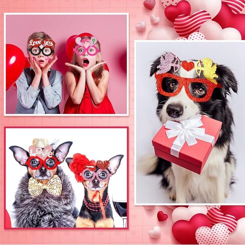 amylove 24 زوجًا من نظارات عيد الحب على شكل قلب نظارات شمسية دعائم كشك الصور مع تصميمات تاج الفلامنغو لجالنتين عيد الحب وحفلات الزفاف وحفلات الزفاف المفضلة in Saudi Arabia