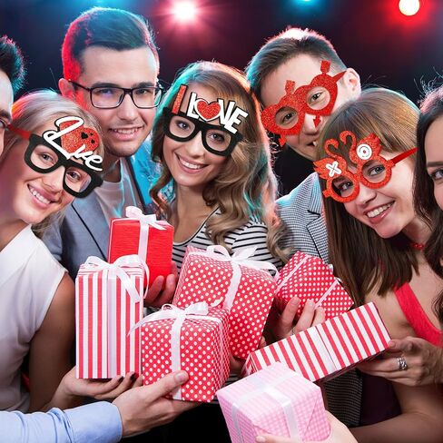 amylove 24 زوجًا من نظارات عيد الحب على شكل قلب نظارات شمسية دعائم كشك الصور مع تصميمات تاج الفلامنغو لجالنتين عيد الحب وحفلات الزفاف وحفلات الزفاف المفضلة in Saudi Arabia