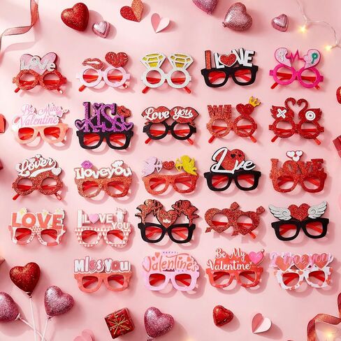 amylove 24 زوجًا من نظارات عيد الحب على شكل قلب نظارات شمسية دعائم كشك الصور مع تصميمات تاج الفلامنغو لجالنتين عيد الحب وحفلات الزفاف وحفلات الزفاف المفضلة in Saudi Arabia