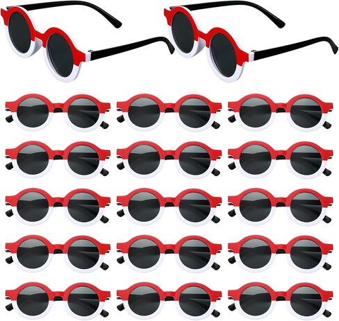 16 Pair Cartoon Animation Party Favors Red and White Sunglasses Cartoon Animation Themed Birthday Party Decorations Goodie Bags Stuffers Gift Sunglasses for Classroom Birthday Baby Shower Decorations in Saudi Arabia