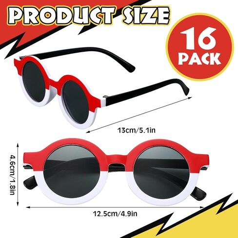 16 Pair Cartoon Animation Party Favors Red and White Sunglasses Cartoon Animation Themed Birthday Party Decorations Goodie Bags Stuffers Gift Sunglasses for Classroom Birthday Baby Shower Decorations in Saudi Arabia