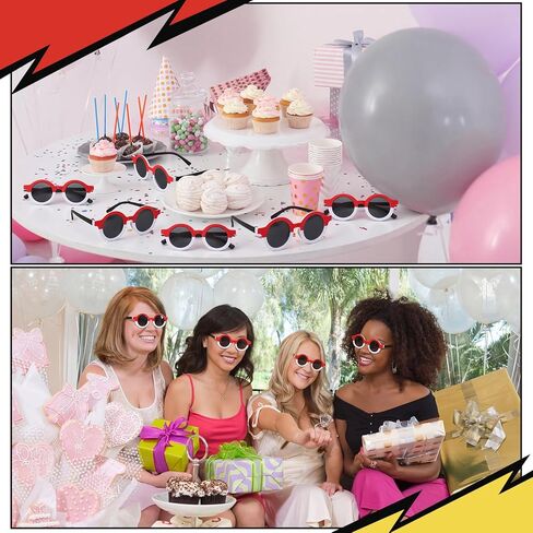 16 Pair Cartoon Animation Party Favors Red and White Sunglasses Cartoon Animation Themed Birthday Party Decorations Goodie Bags Stuffers Gift Sunglasses for Classroom Birthday Baby Shower Decorations in Saudi Arabia