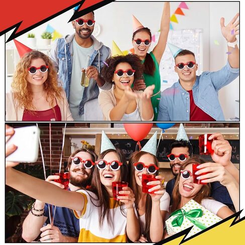 16 Pair Cartoon Animation Party Favors Red and White Sunglasses Cartoon Animation Themed Birthday Party Decorations Goodie Bags Stuffers Gift Sunglasses for Classroom Birthday Baby Shower Decorations in Saudi Arabia